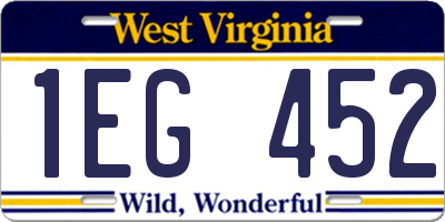 WV license plate 1EG452