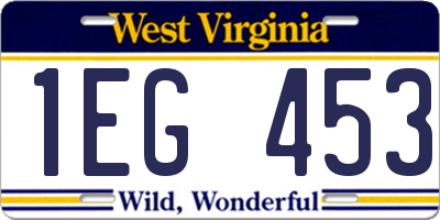 WV license plate 1EG453