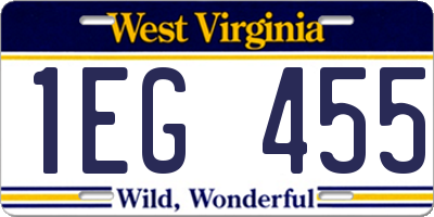 WV license plate 1EG455