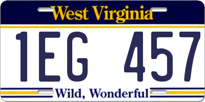 WV license plate 1EG457
