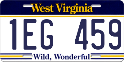 WV license plate 1EG459