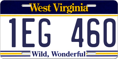 WV license plate 1EG460