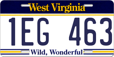 WV license plate 1EG463