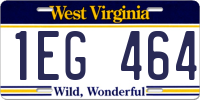 WV license plate 1EG464