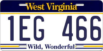 WV license plate 1EG466