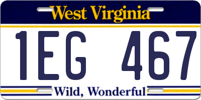 WV license plate 1EG467