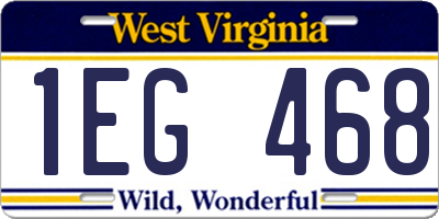 WV license plate 1EG468
