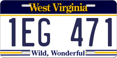 WV license plate 1EG471