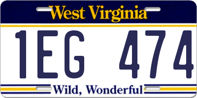 WV license plate 1EG474