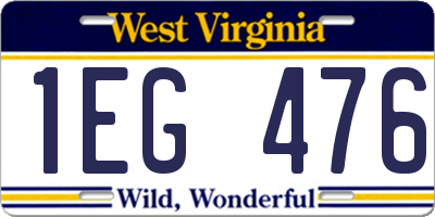 WV license plate 1EG476