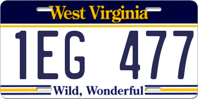 WV license plate 1EG477