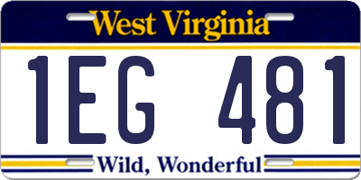 WV license plate 1EG481