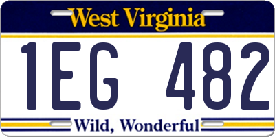 WV license plate 1EG482
