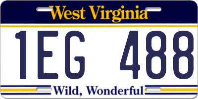 WV license plate 1EG488