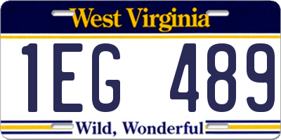 WV license plate 1EG489