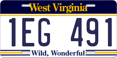 WV license plate 1EG491