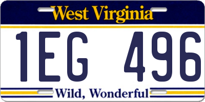 WV license plate 1EG496