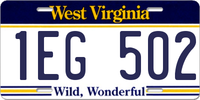WV license plate 1EG502