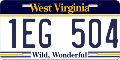 WV license plate 1EG504