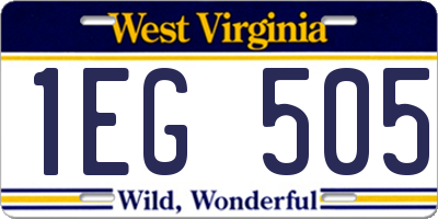WV license plate 1EG505