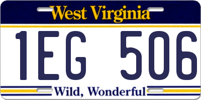 WV license plate 1EG506