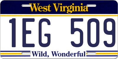 WV license plate 1EG509