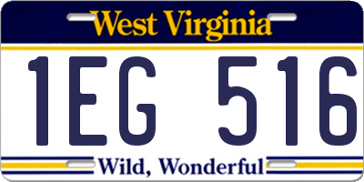 WV license plate 1EG516