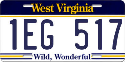 WV license plate 1EG517