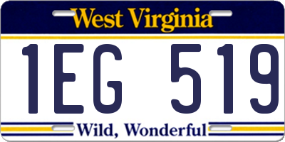 WV license plate 1EG519