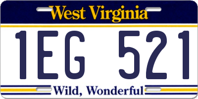 WV license plate 1EG521