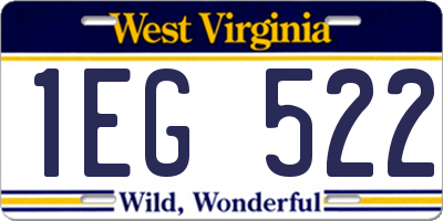 WV license plate 1EG522