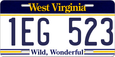 WV license plate 1EG523