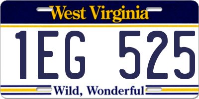 WV license plate 1EG525