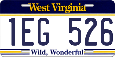 WV license plate 1EG526