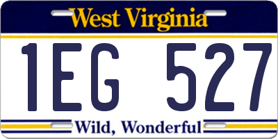WV license plate 1EG527