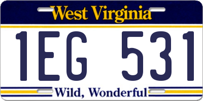 WV license plate 1EG531