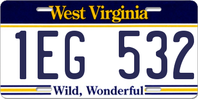 WV license plate 1EG532
