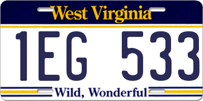 WV license plate 1EG533