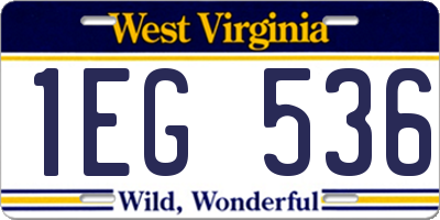 WV license plate 1EG536