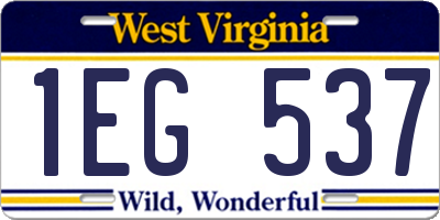 WV license plate 1EG537