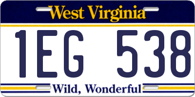 WV license plate 1EG538