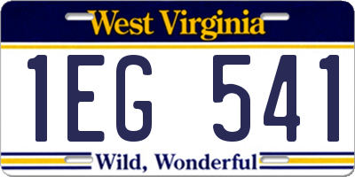 WV license plate 1EG541