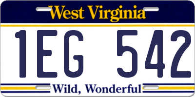 WV license plate 1EG542