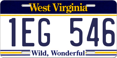 WV license plate 1EG546