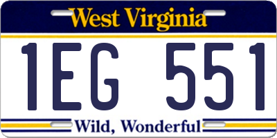 WV license plate 1EG551