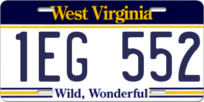 WV license plate 1EG552