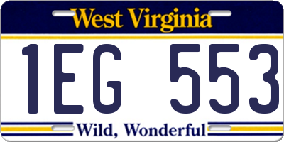 WV license plate 1EG553