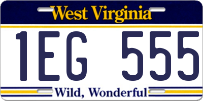 WV license plate 1EG555