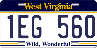 WV license plate 1EG560