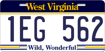WV license plate 1EG562